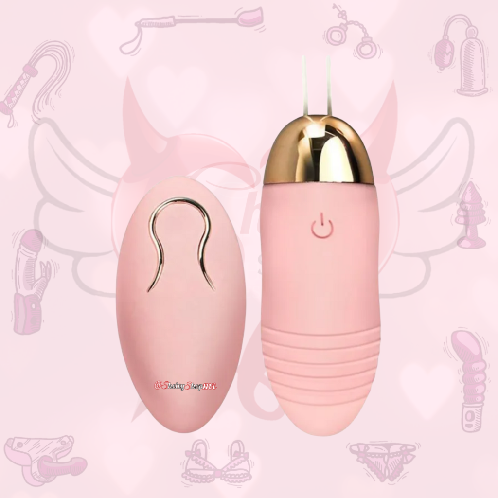 Juguetes íntimos rosas de diseño ovalado con clip metálico y control superior, disponibles en Sheixy Shop México