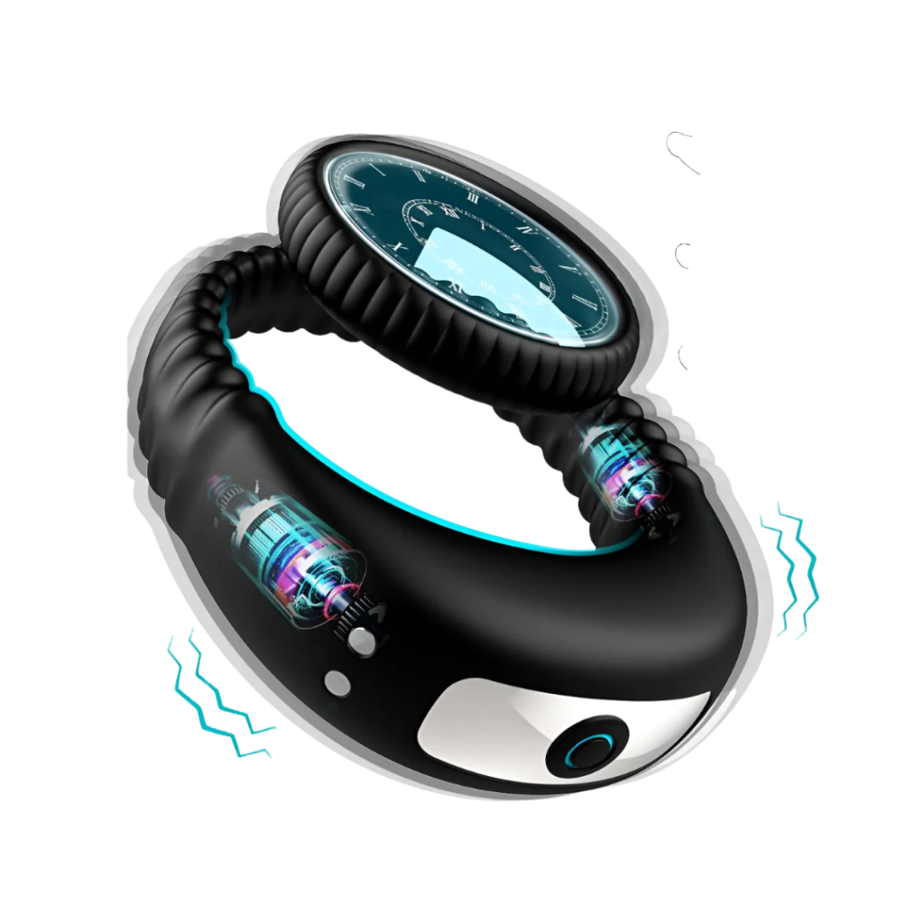 Imagen Sheixy Shop: anillo retardante masculino doble negro recargable con componentes mecánicos iluminados